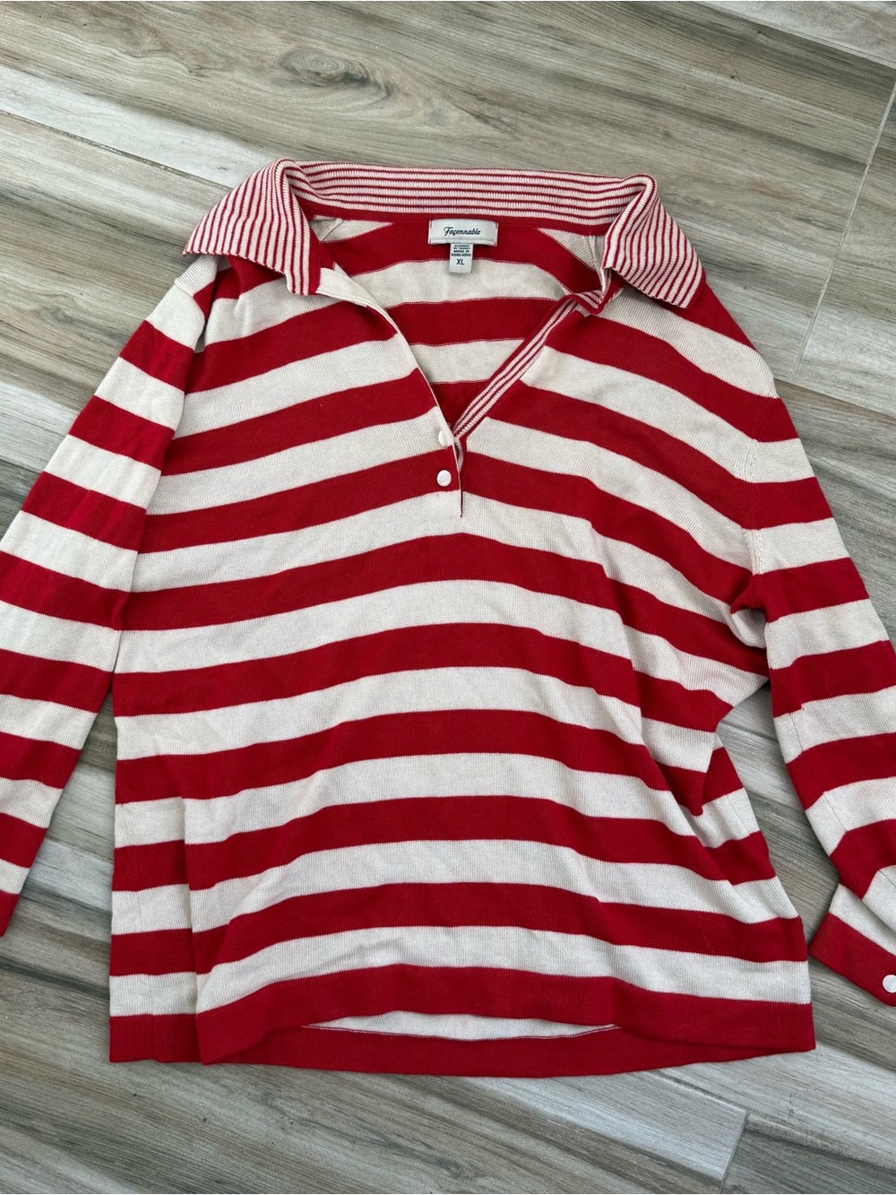 Faconnable vintage Red & White Striped Silk and Cashmere sweater